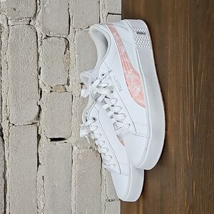 'Puma' White + Peach Platform Sneakers